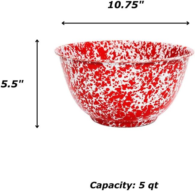 Crow Canyon Home Enamelware Salad Bowl  5 quart  Black/White Splatter