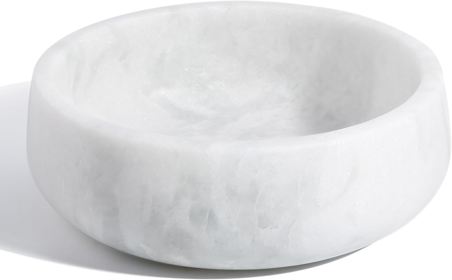 White Marble Dog Bowls  Non-Slip Dog Food Water Bowl Small  Heavy Duty Pet Bowl for Cats and Medium Dogs  Weighted African Natural Marble  Holds 4 Cups(5lbs)