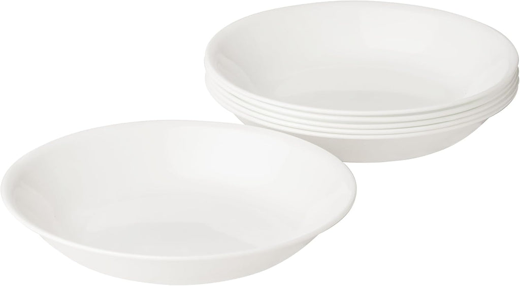 Corelle Vitrelle 6-Piece Bowl Set Triple Layer Glass and Chip Resistant  20-Oz Lightweight Round Bowls  Winter Frost White