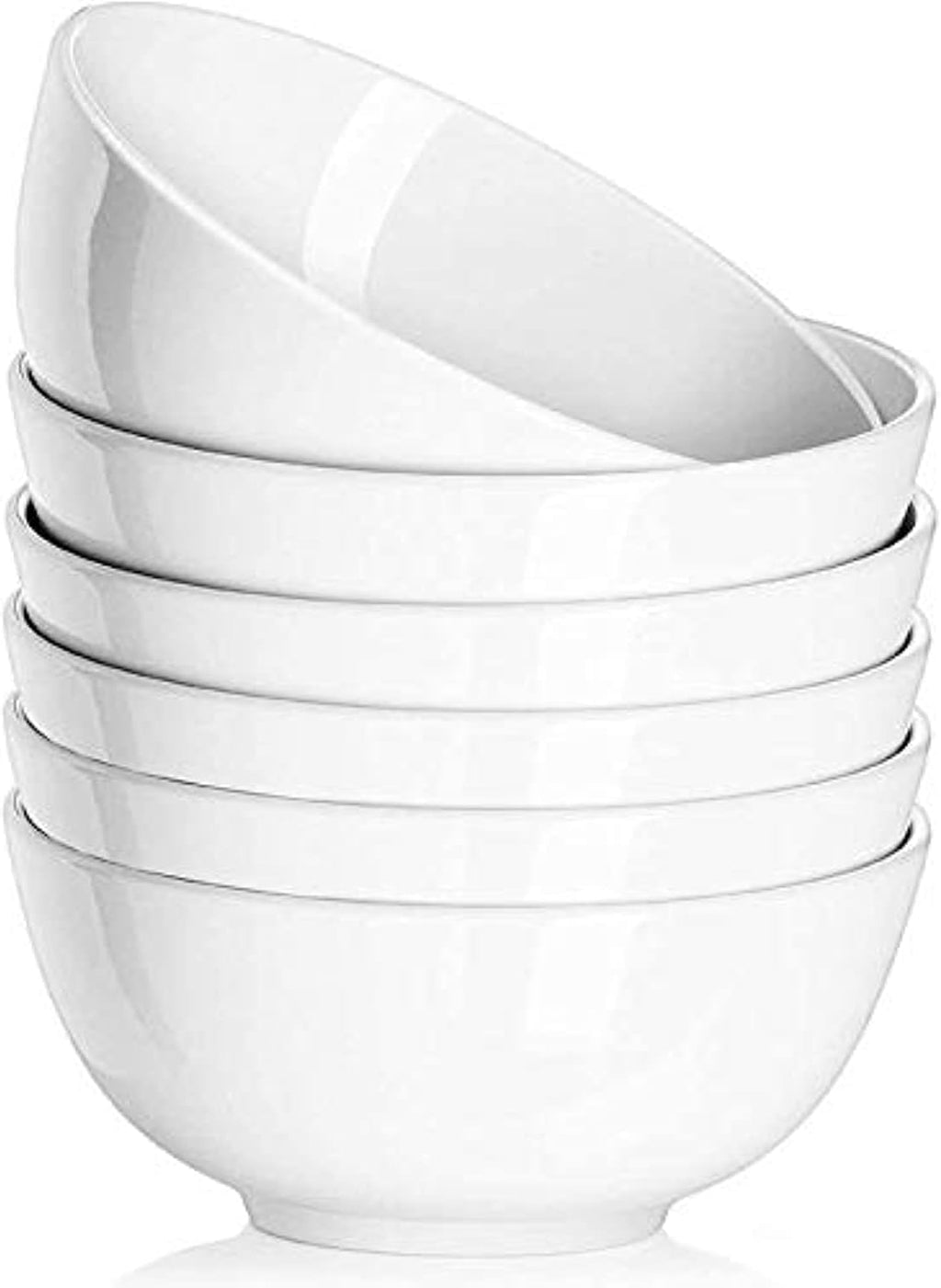 DELLING Ultra-Strong 22 Ounce Soup Bowls  Cereal Bowl  6 inch Bowls Set  White Ceramic Bowls  White Bowls for Kitchen  Snack Rice Pasta Salad Oatmeal  Set of 6  Dishwasher & Microwave Safe