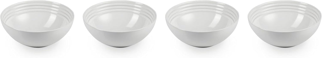 Le Creuset Stoneware Set of 4 Soup Bowls  22 oz. (6.25") each  White
