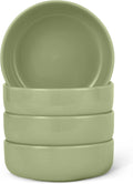 Amazon Basics Glazed Stoneware Bowls  Ceramic 4-Piece Set  Dishwasher-Safe  5.5 in.  Olive