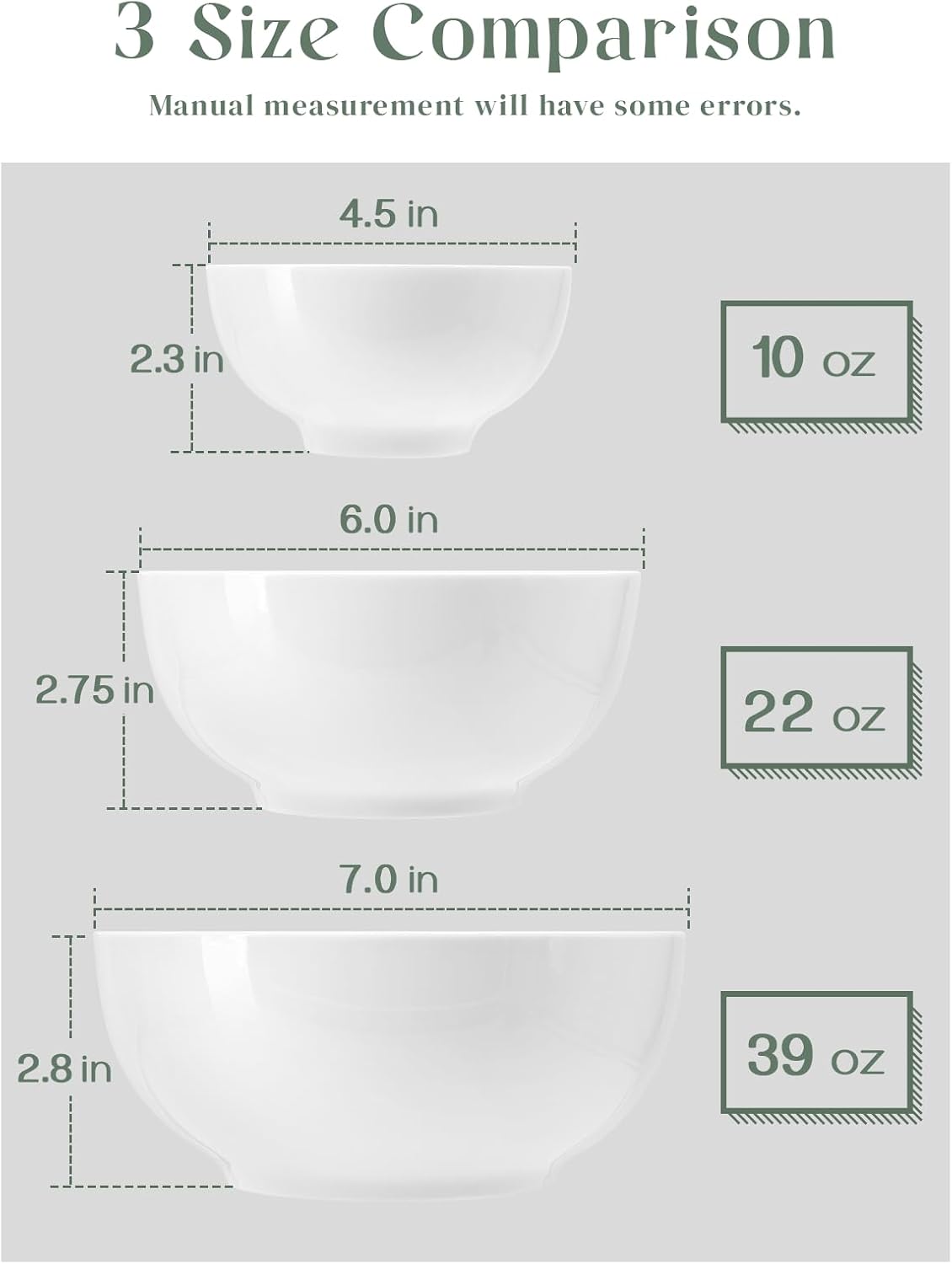 DOWAN 22 OZ White Ceramic Bowls Set of 4 - Perfect for Soup Bowls for Kitchen  Cereal Bowl  Ramen Bowl  Microwave Safe for Oatmeal  Fruit Salad and Rice Bowl - Dishwasher & Microwave Safe