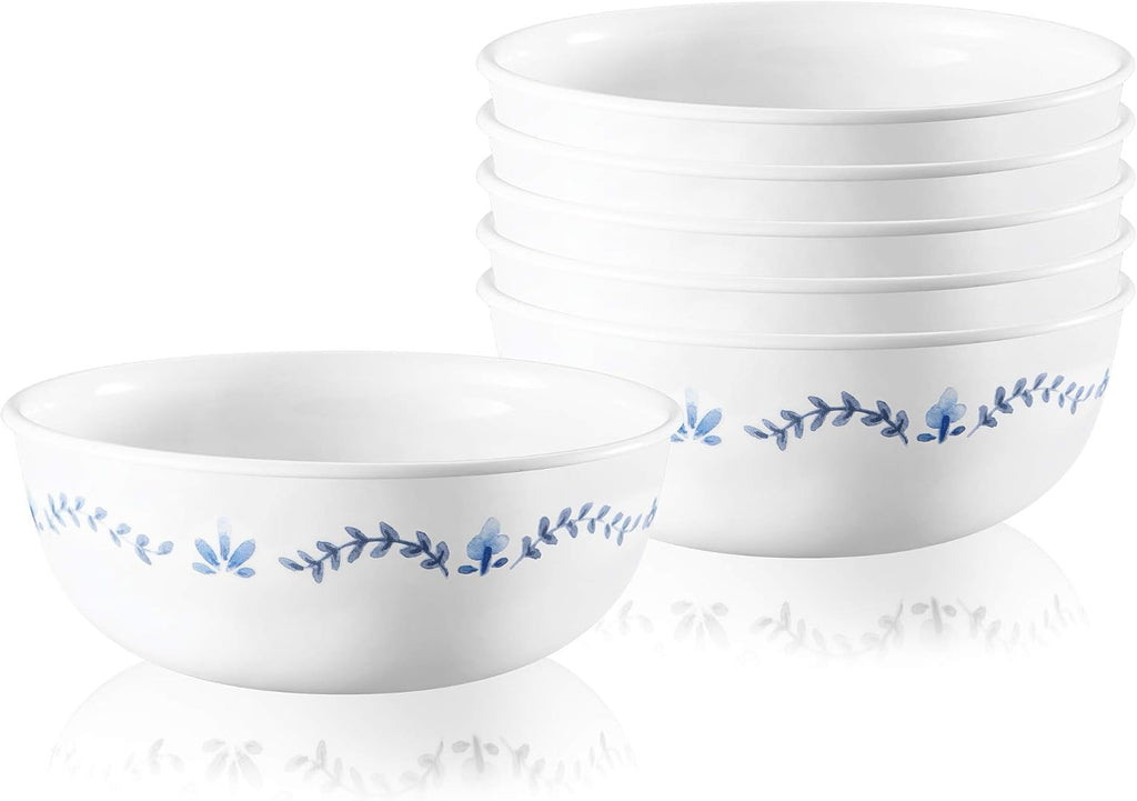 Corelle Vitrelle 6-Piece Soup/Cereal Bowl Set Triple Layer Glass and Chip Resistant  16-Oz Lightweight Round Bowls  Portofino