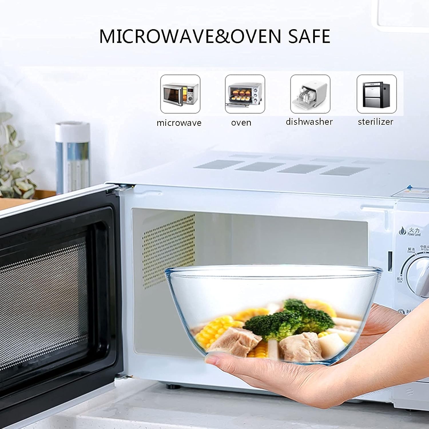 Glass Mixing Bowl Set for Baking 3-Piece Salad Bowl Set (1qt  2.5qt  4.2qt)  High Brosilicate Large Bowls for Kitchen Prepping Serving and Storage  Microwave Dishwasher Oven Safe
