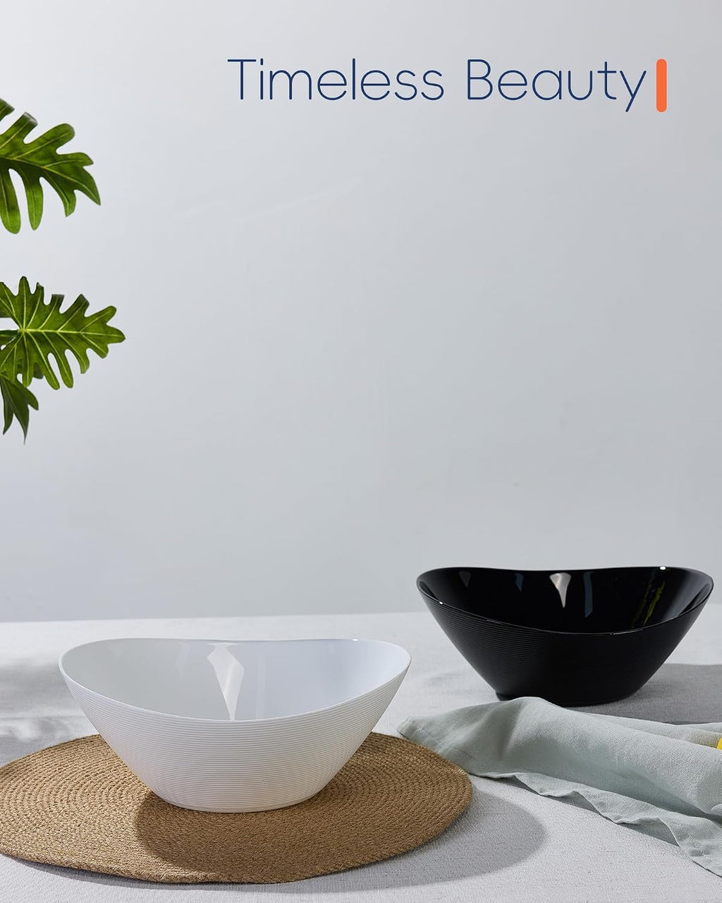 66 OZ Salad Bowl Set of 2  Opal Glass 10 inch Lightweight Serving Dishes for Salad  Fruit  Kitchen Microwave & Dishwasher Safe  Oval Shape White