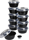 GoodCook 4-Cup Meal Prep Bowls Set with Lids and Dressing Cup  Microwavable Food Storage Containers for Meal Prepping  Set of 10  Black