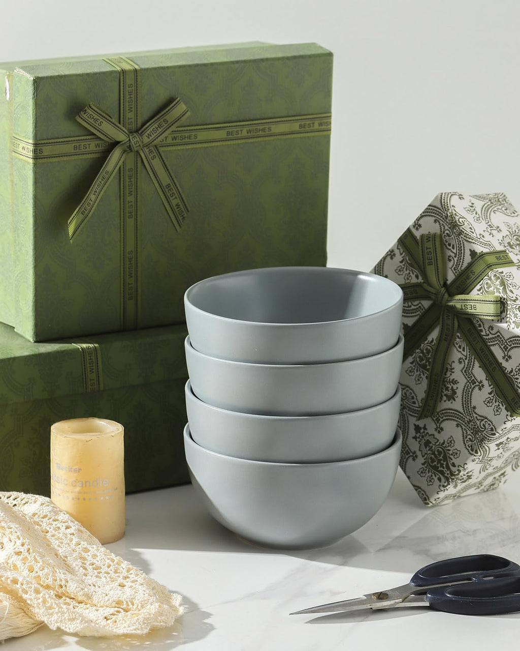Cereal Bowls Set of 4  24 oz Bowls for Kitchen  Ceramic Bowls for Salad  Fruit  Breakfast  Dessert  Stoneware Soup Bowls  Dishwasher & Microwave Safe  Pebble Gray