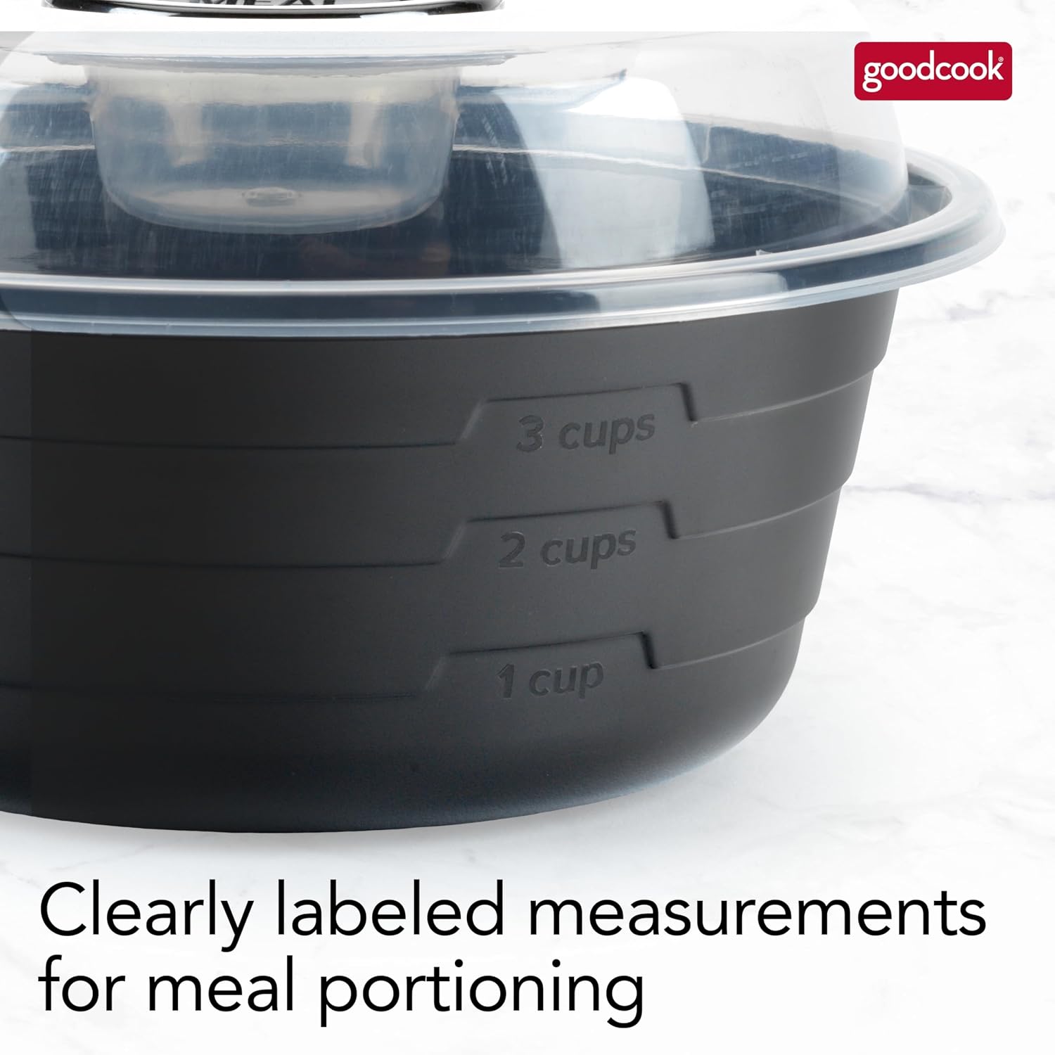 GoodCook 4-Cup Meal Prep Bowls Set with Lids and Dressing Cup  Microwavable Food Storage Containers for Meal Prepping  Set of 10  Black
