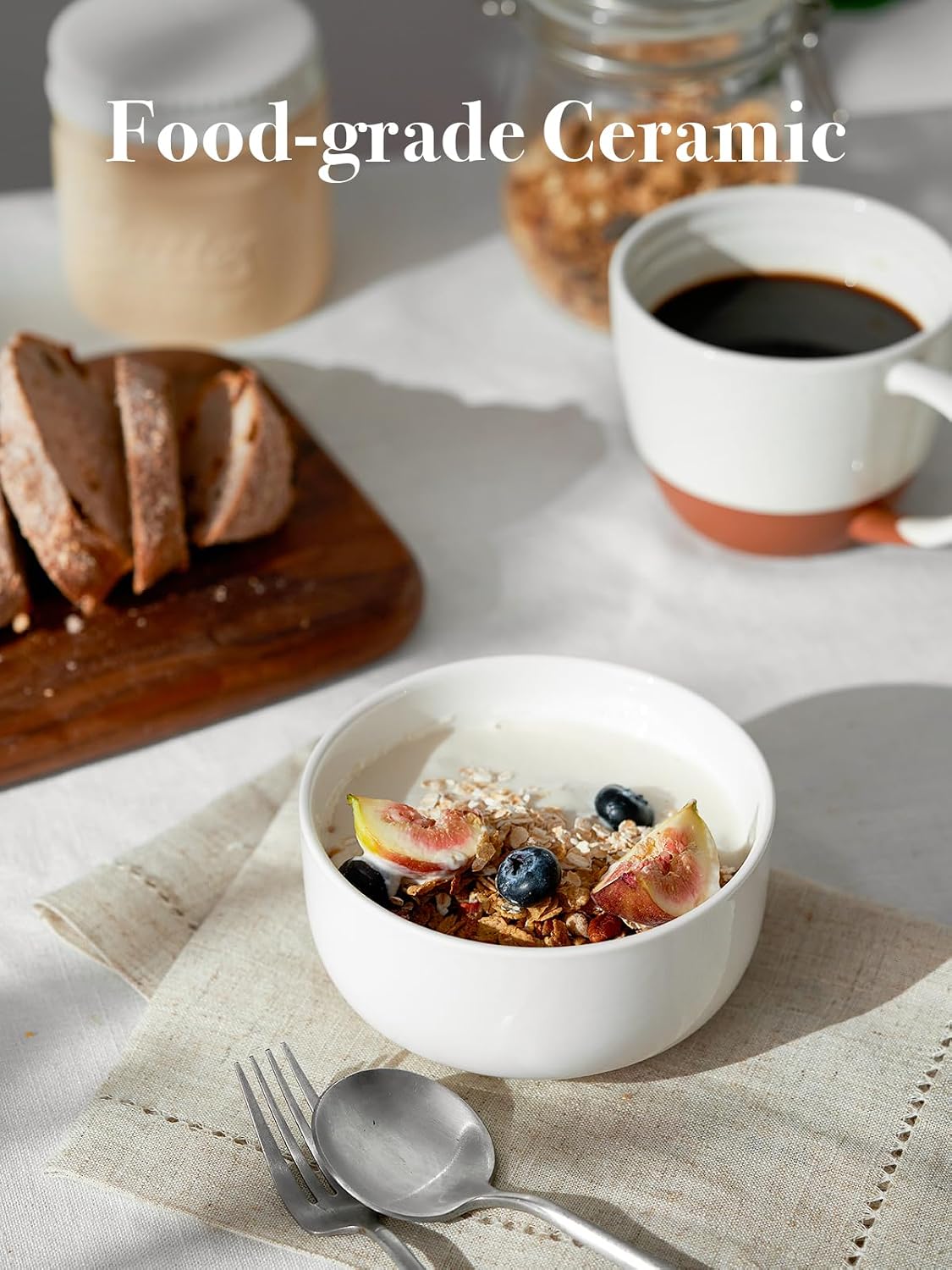 DOWAN Cereal Bowl  22 Ounce Soup Bowls White Ceramic Bowl Set of 6  White Porcelain Bowls for Kitchen  Oven & Dishwasher & Microwave Safe  White Porcelain Soup Bowls for Cereal Soup Rice Pasta Salad