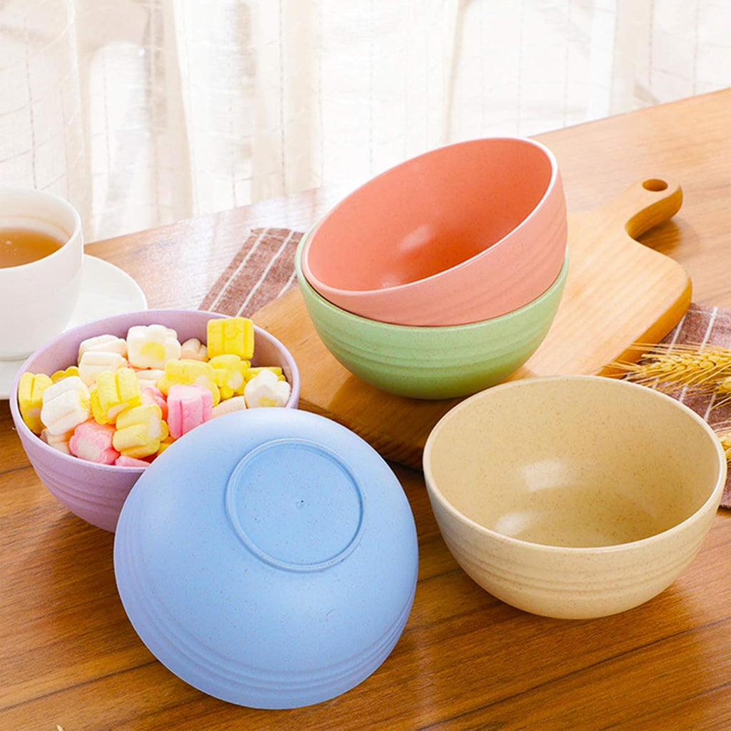 Cuayaes 5Pcs Unbreakable Cereal Bowls  18 OZ Reusable Lightweight Wheat Straw Bowl  Dishwasher & Microwave Safe - Perfect for Rice  Noodle  Snack  Salad  Soup (5 Colors)