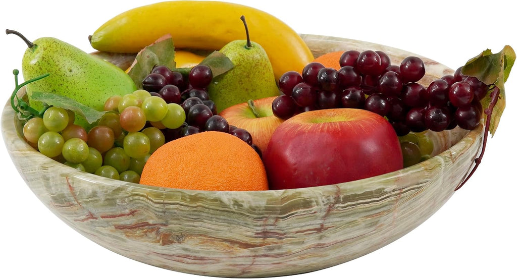 Radicaln Marble Fruit Bowl Green Onyx 12" Inch Modern Kitchen Table Handmade Fruits Holder - Simple Modern Kitchen Décor Bowl Serving Bowl  Potato Storage - Fruit Bowl For Dining Table
