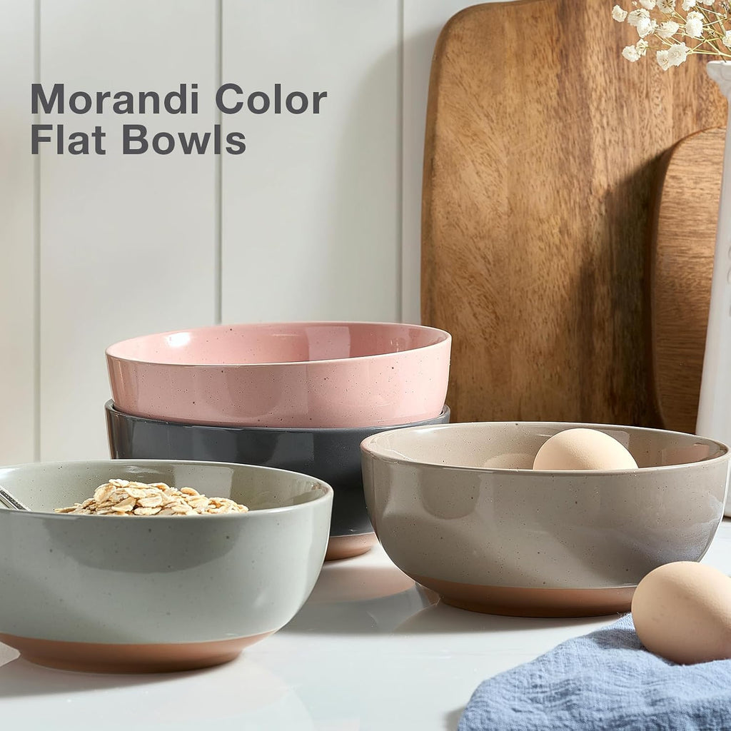 Morandi Color Large Ceramic Bowls Set of 4  30 Ounce Cereal  Soup  Salad  Oatmeal  Serving Bowls - Dishwasher & Microwave Safe