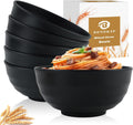 Wheat Straw Bowls Unbreakable Large Salad Bowls 60 OZ Set of 6  Microwave and Dishwasher Safe Large Plastic Bowl  Big Bowl for Eating  Serving Soup  Ramen  Popcorn (Black)