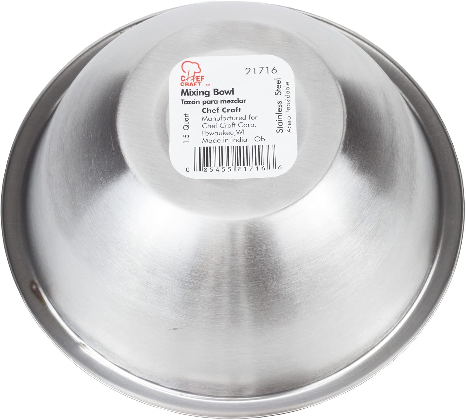 Chef Craft Brushed Mixing Bowl  1.5-Quart  Stainless Steel
