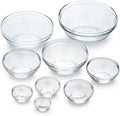 Duralex Le Gigogne Glass Mixing Bowl Set – 9-Piece Clear Stackable Prep Bowls Made of Durable Glass