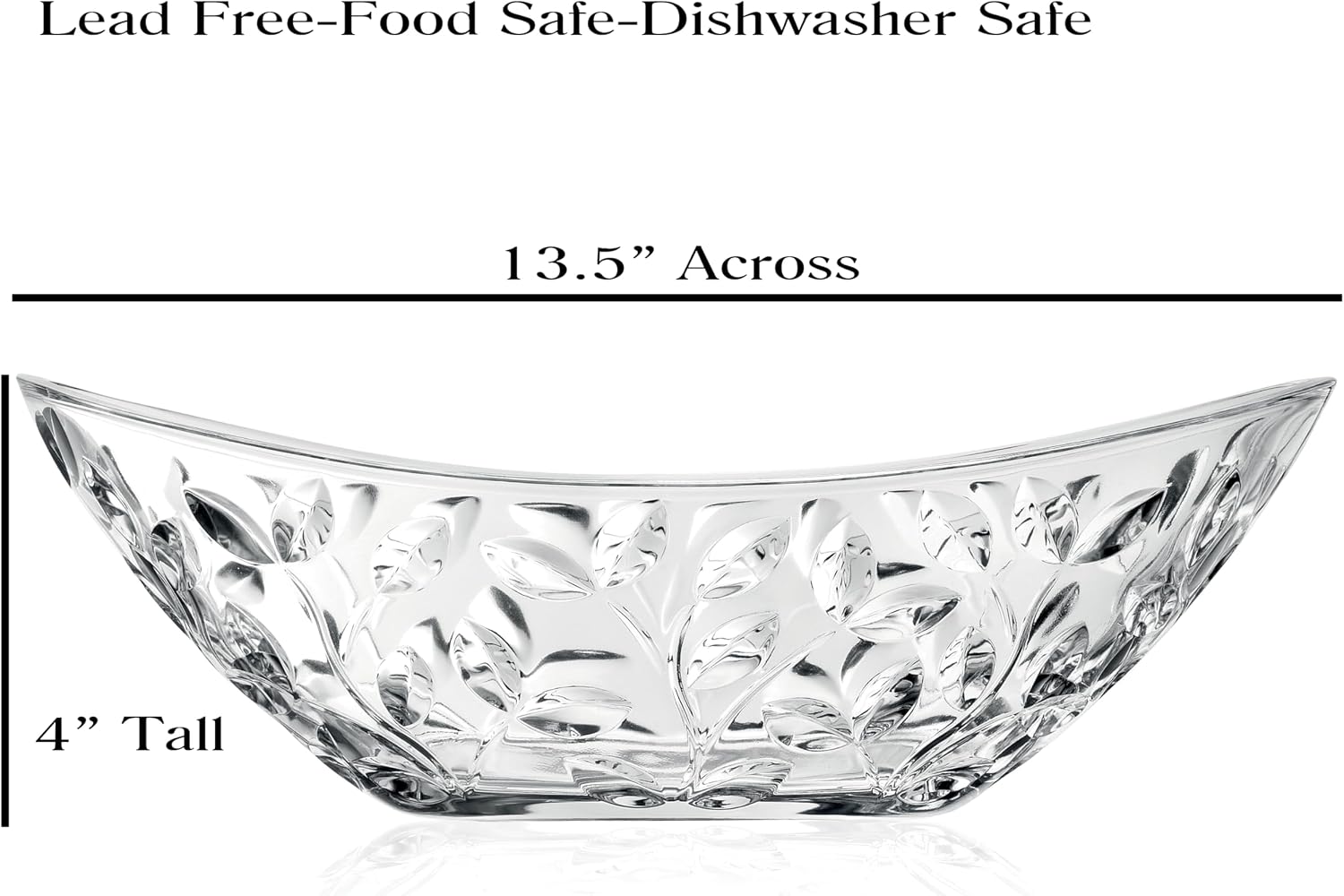 Lorren Home Trends Laurus 13.5" Crystal Oval Bowl