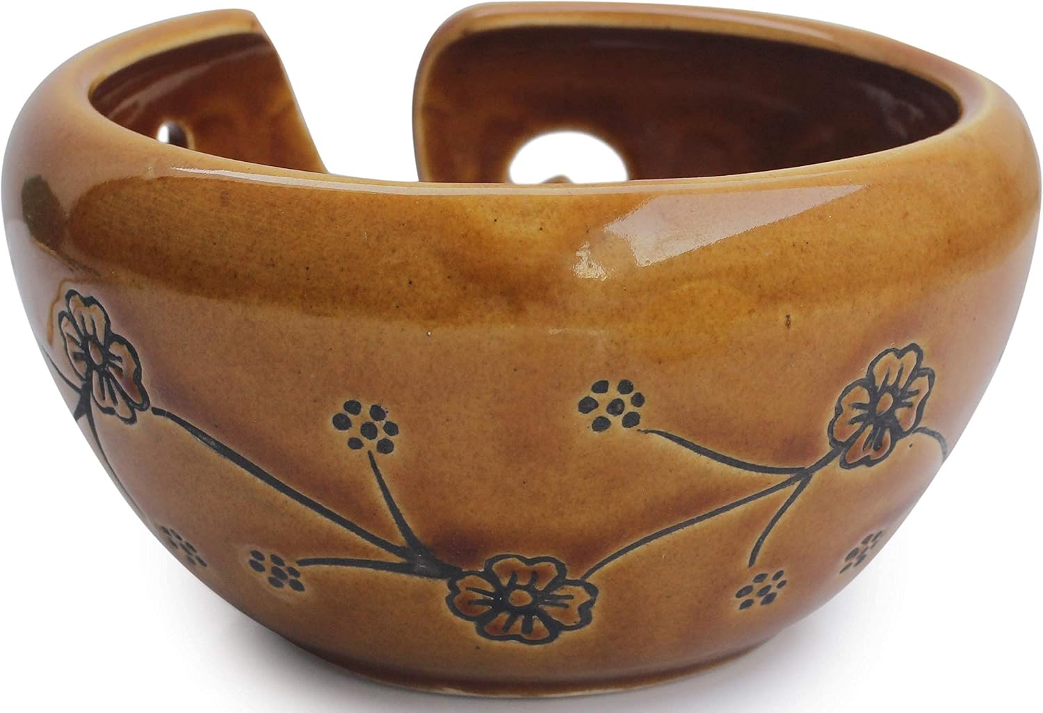 Deals - Ceramic Yarn Bowls 6x4 Inch Handmade Yarn Holder Decorative Knitting Bowl for Knitters Great Gift for Crochet Lovers by ABHANDICRAFTS (Brown)