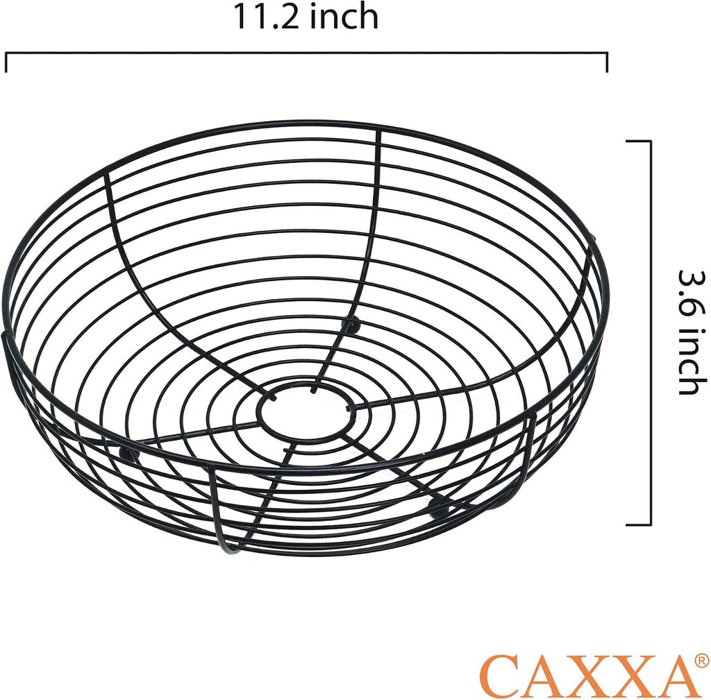 CAXXA Countertop Fruit Bowl  Wire Basket for Fruits  Breads  Vegetables Snacks  Black