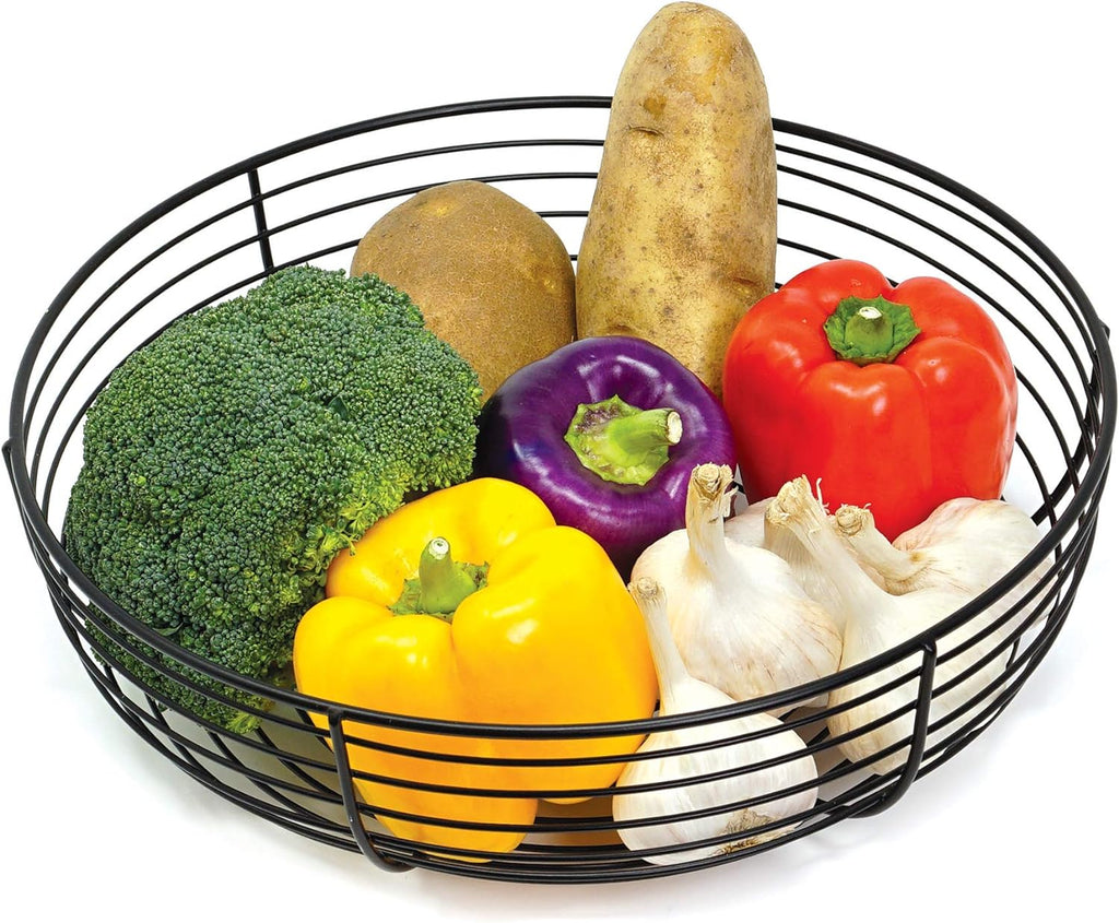 CAXXA Countertop Fruit Bowl  Wire Basket for Fruits  Breads  Vegetables Snacks  Black