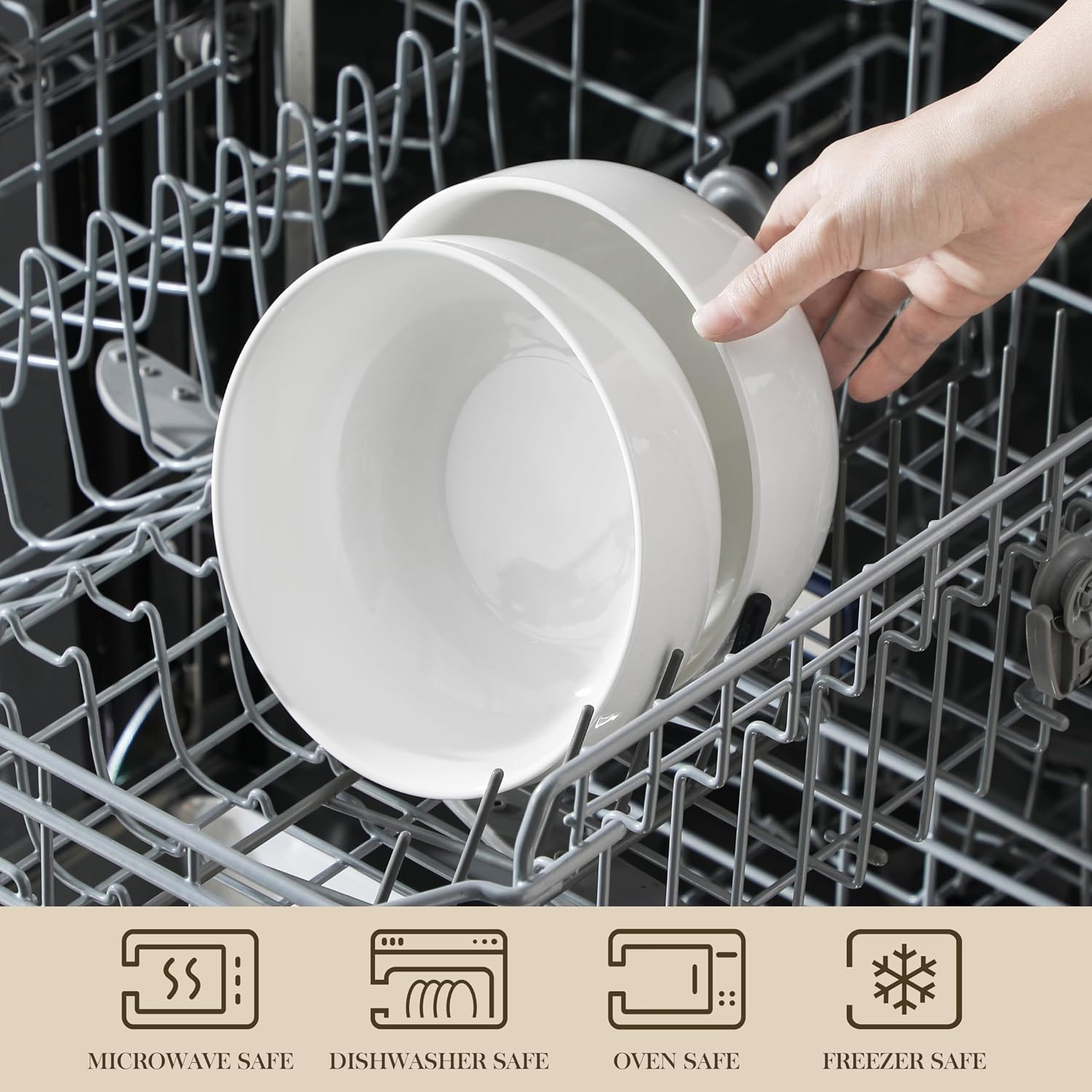 MALACASA Salad Bowls Set  44 OZ (7") Large Soup Bowls Cereal Bowl for Kitchen  White Ceramic Bowls Set of 2  Dishwasher & Microwave Safe Series REGULAR