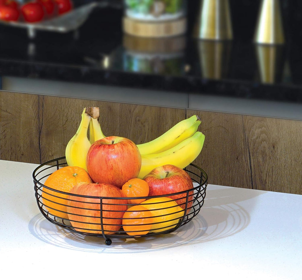 CAXXA Countertop Fruit Bowl  Wire Basket for Fruits  Breads  Vegetables Snacks  Black