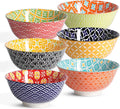 Ceramic Cereal Bowls  23 Oz Colorful Soup Bowls  Deep Porcelain Bowl Set for Salad  Dessert  Pasta  Ice Cream Set of 6